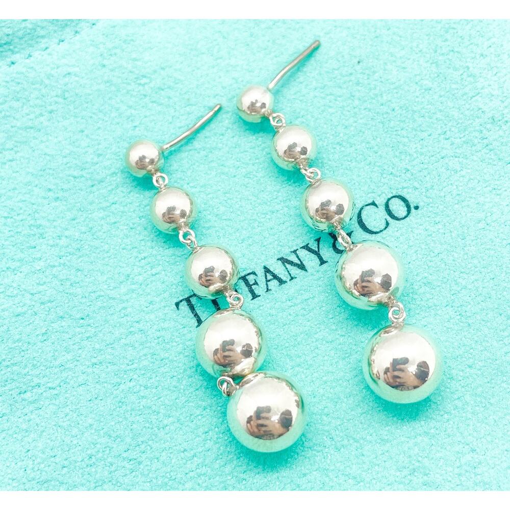 Tiffany & Co. HardWear Graduated Ball Bead Drop Earrings Sterling Silver - Picture 6 of 9